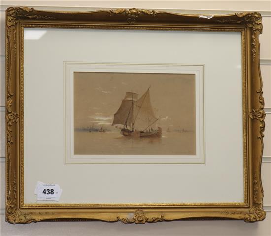 Robert Taylor Pritchett, pair of watercolours, fishing boats off of Venice, signed, 6.5 x 9.75in.